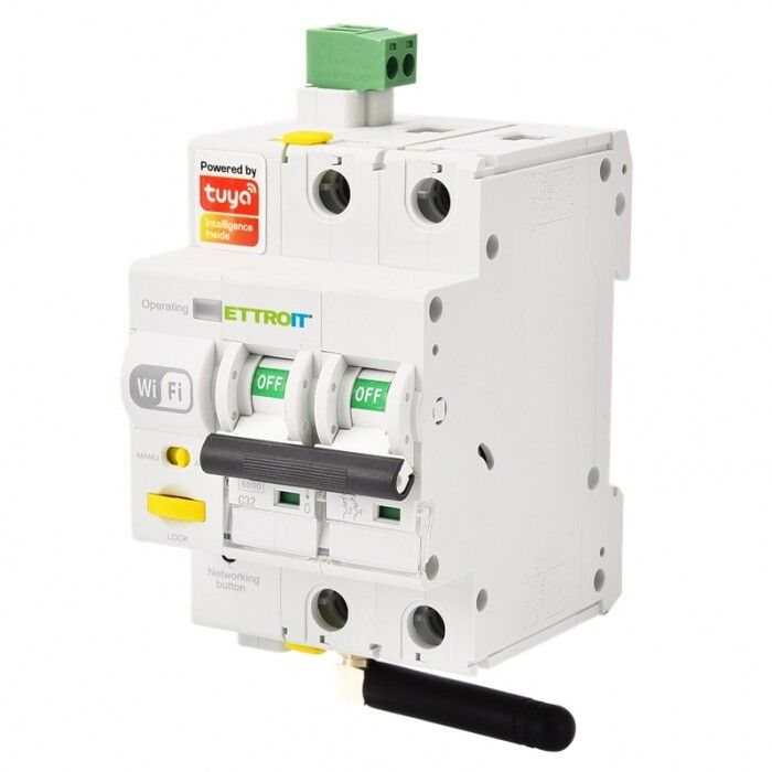interruttore magnetotermico 2p ettroit esr3232 smart wi-fi tuya 32a