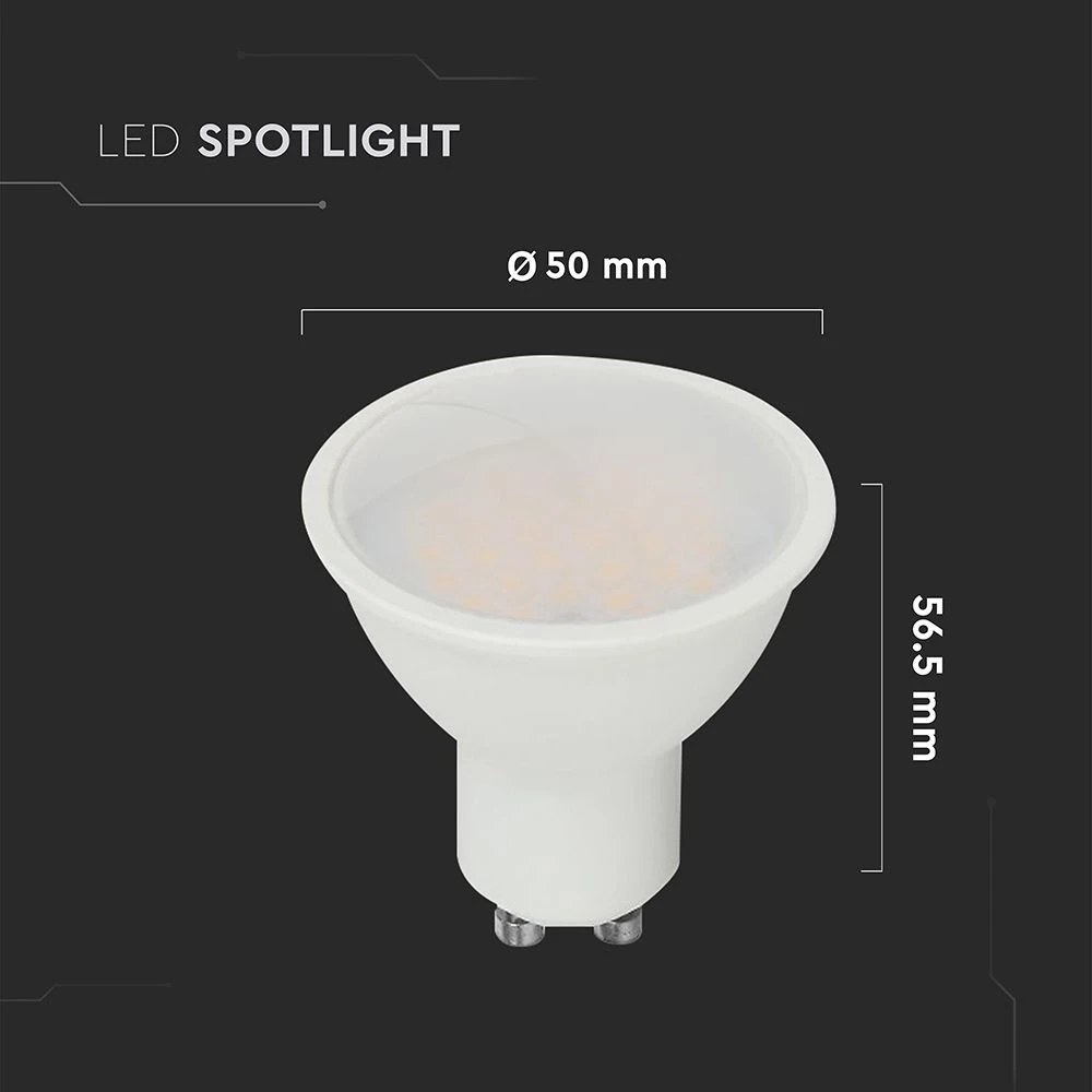 lampadina led gu10 v-tac vt-271 10w 4000k 1000lm copertura satinata - dettaglio 2