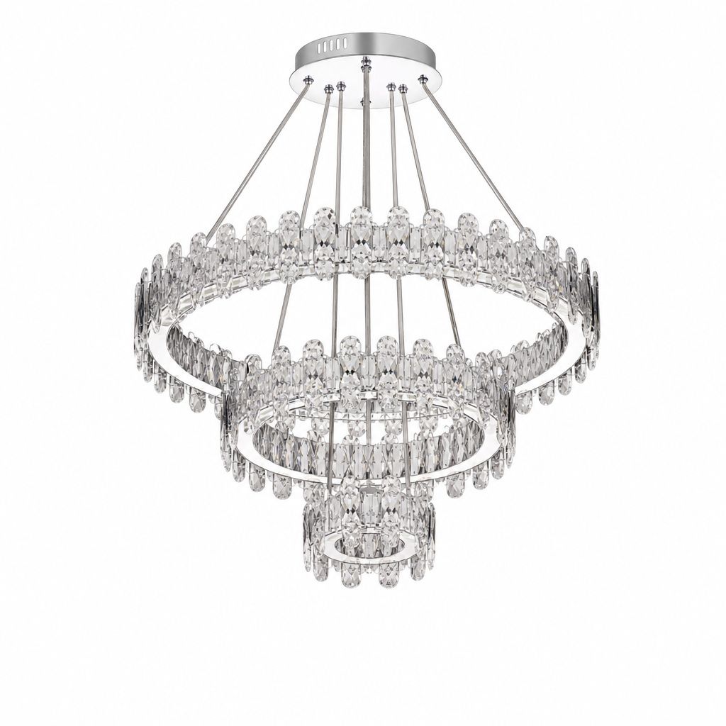 lampadario a sospensione universo a82-3c led 74w con tre anelli in cristallo - dettaglio 2
