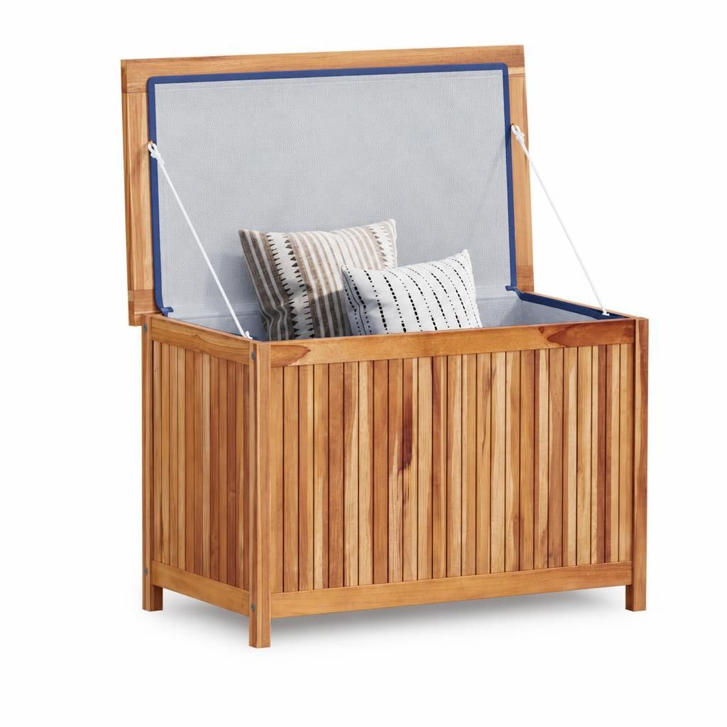 Baule da Giardino 90x50x58 cm in Legno Massello di Teak
