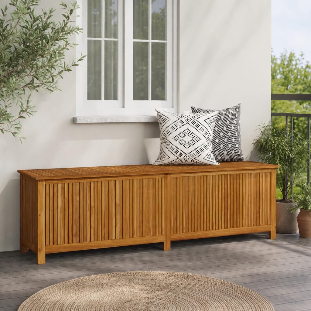 Contenitore da Giardino 200x50x58cm in Legno Massello di Acacia