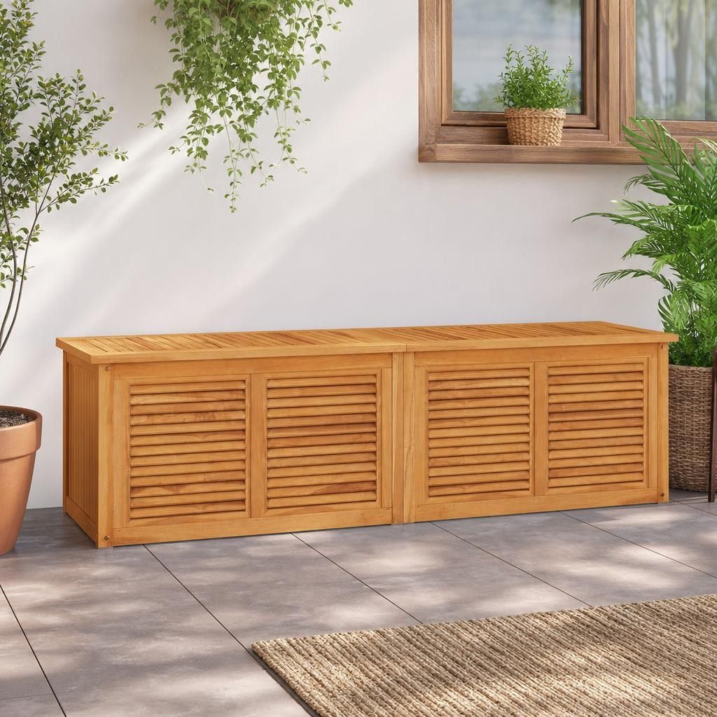 Contenitore Giardino con Borsa 175x50x55 cm Legno Massello Teak