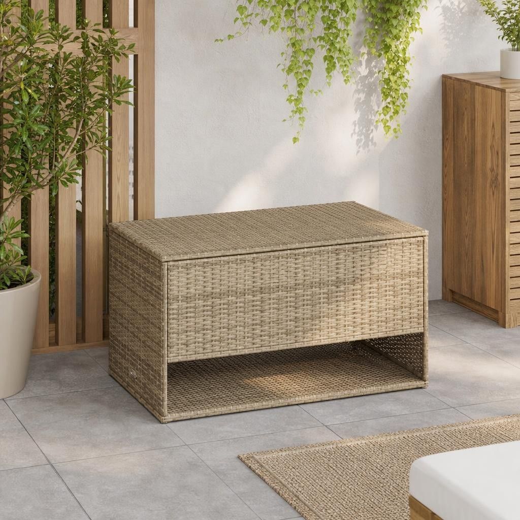 Scatola per Cuscini da Esterno Beige 100x55x55,5 cm Polyrattan