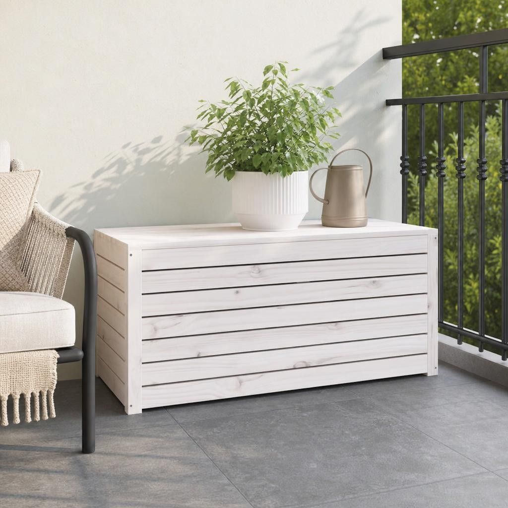 Contenitore Giardino Bianco 101x50,5x46,5cm Legno Massello Pino